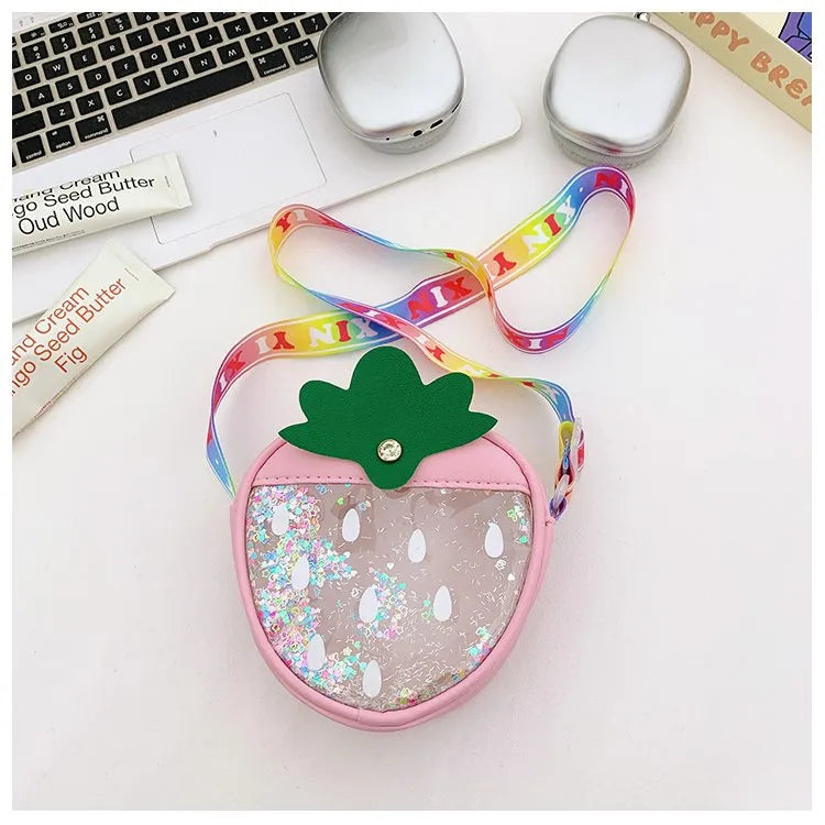 Girl'S Nylon Strawberry Cute Oval Zipper Shoulder Bag