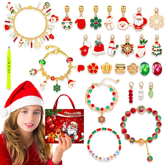 1 Set Alloy Santa Claus Christmas Socks Snowflake Pendant Chain Jewelry Accessories