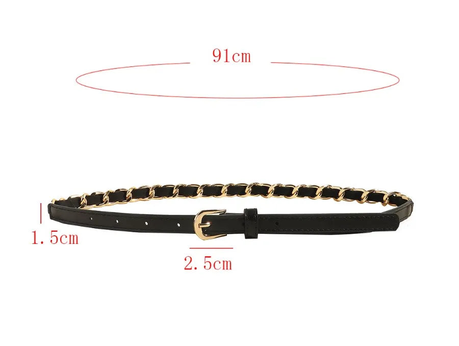 fashion geometric pu leather alloy plating women's leather belts