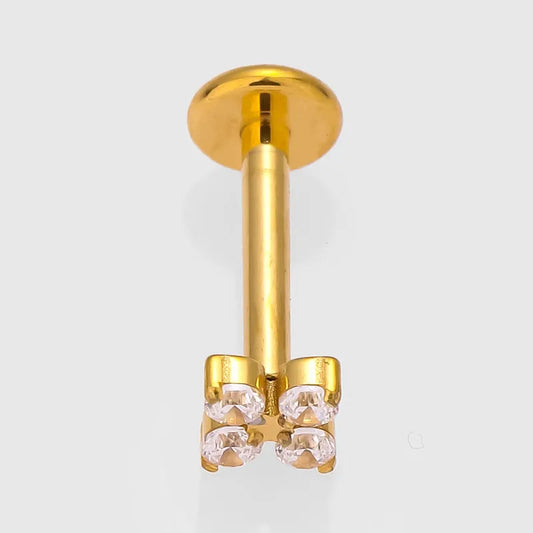 1 Piece Lip Rings Simple Style Commute Crown Butterfly Titanium Steel Inlay Zircon 18K Gold Plated Ear Cartilage Rings & Studs
