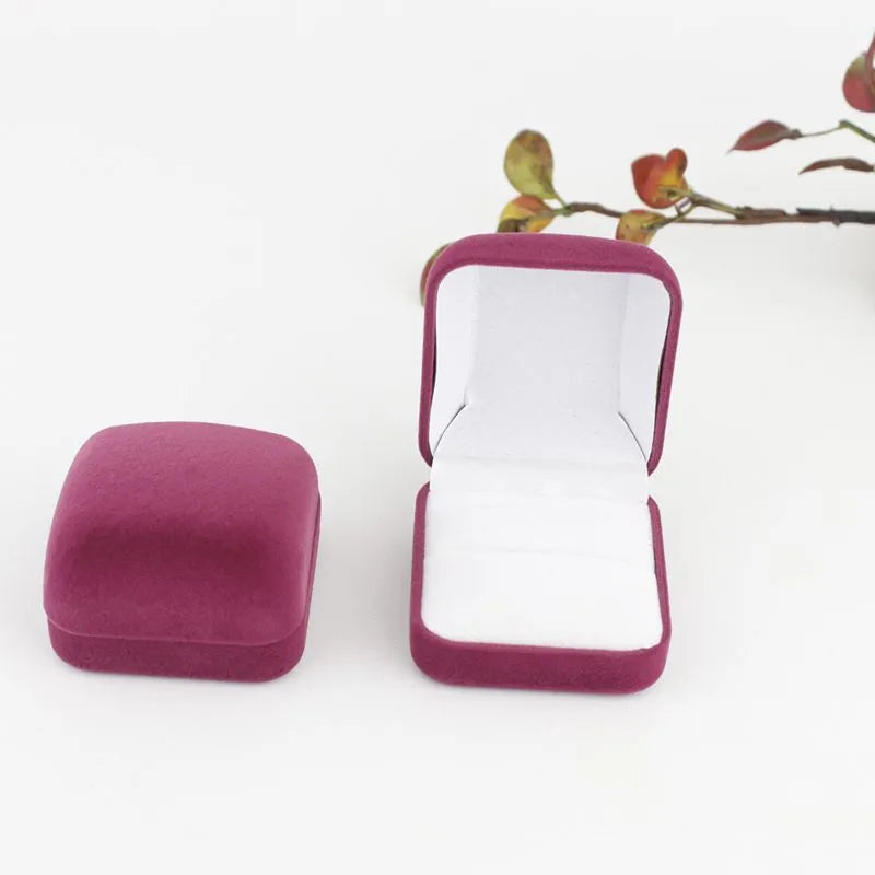 simple style solid color flannel jewelry boxes