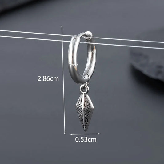 1 Piece Hip-Hop Punk Cross Snake 316 Stainless Steel Drop Earrings