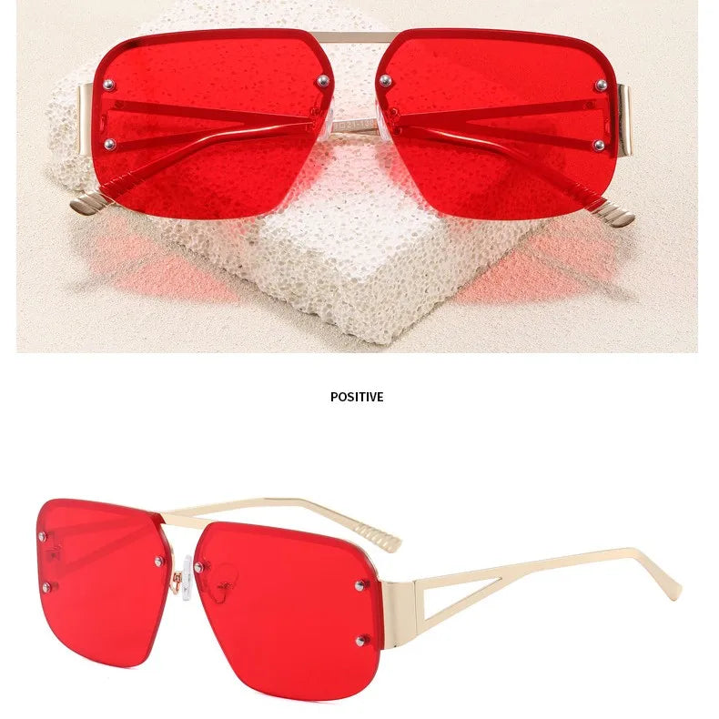 Basic Vacation Solid Color Pc Square Half Frame Women's Sunglasses
