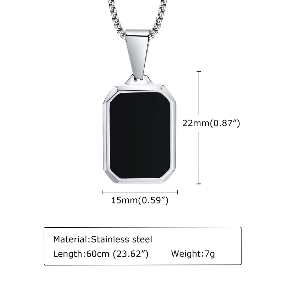 Wholesale Jewelry Classic Style Rectangle 304 Stainless Steel Natural Stone Polishing Pendant Necklace