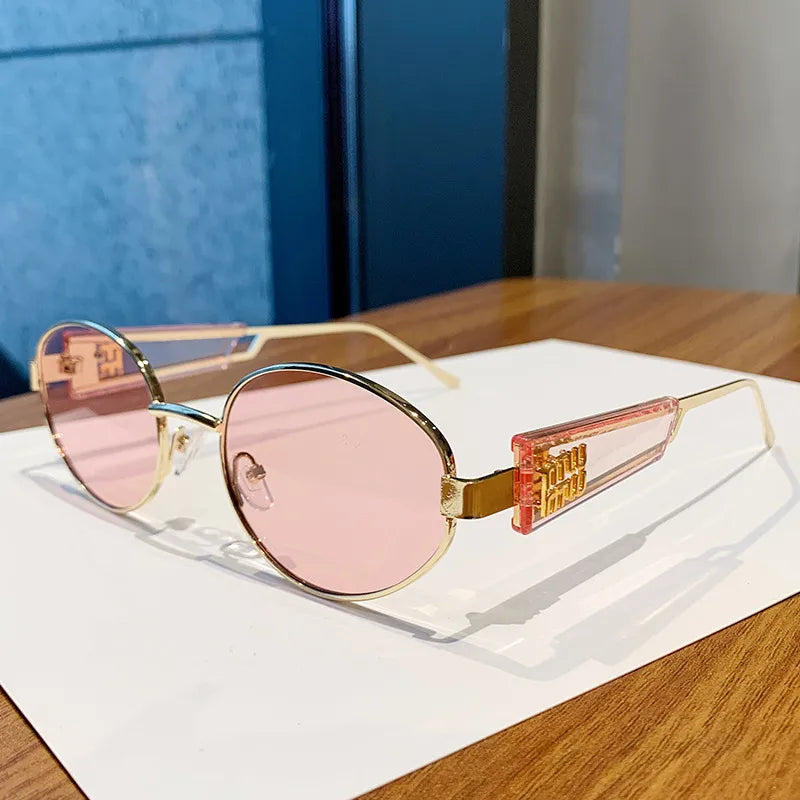 Simple Style Letter Pc Oval Frame Full Frame Glasses