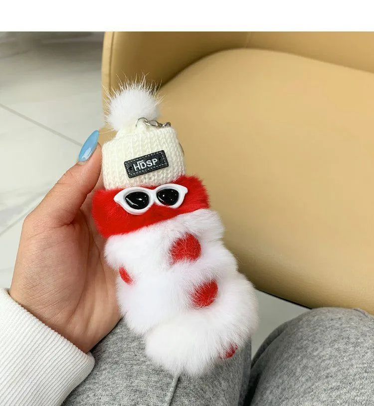 Cute Caterpillar Plush Unisex Bag Pendant Keychain