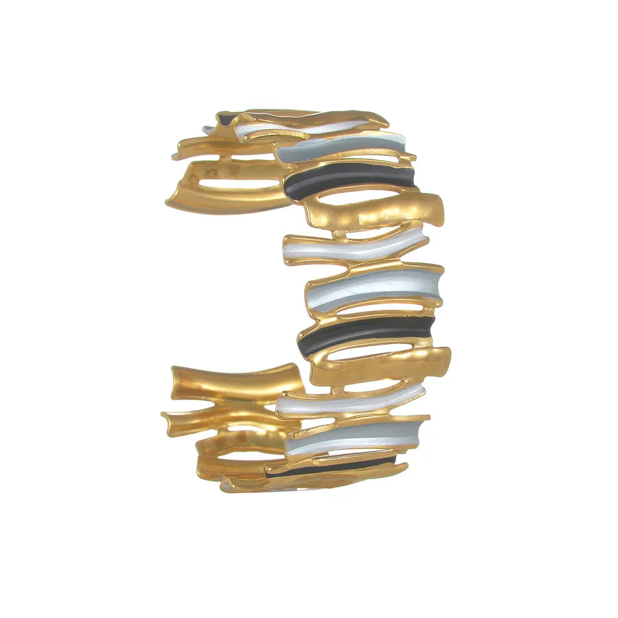 Retro Classic Style Geometric 304 Stainless Steel 18K Gold Plated Bangle In Bulk