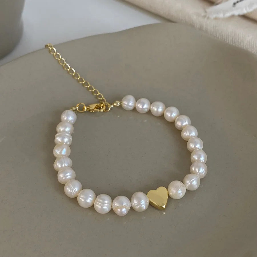 modern style heart shape freshwater pearl bracelets