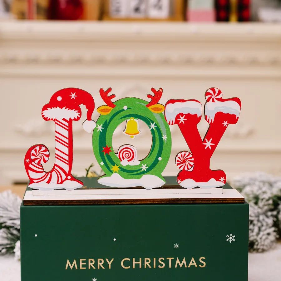 Christmas Cartoon Style Letter Snowman Wood Party Ornaments