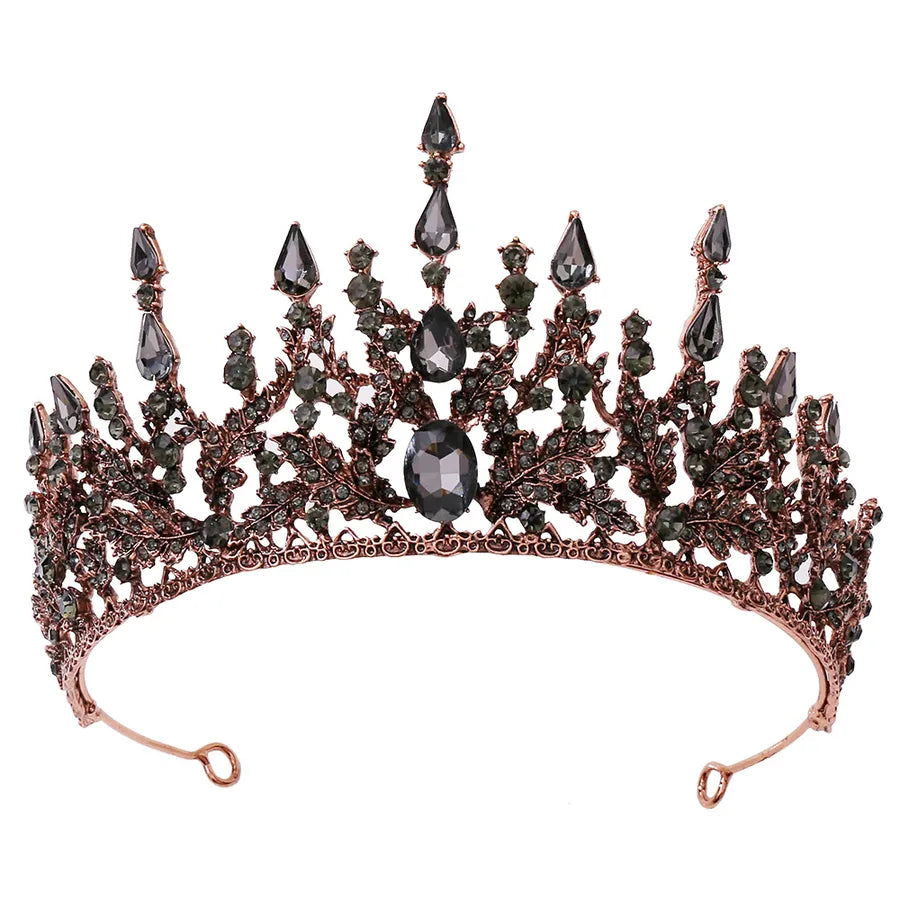 elegant oval crown alloy rhinestone inlay artificial crystal crown 1 piece