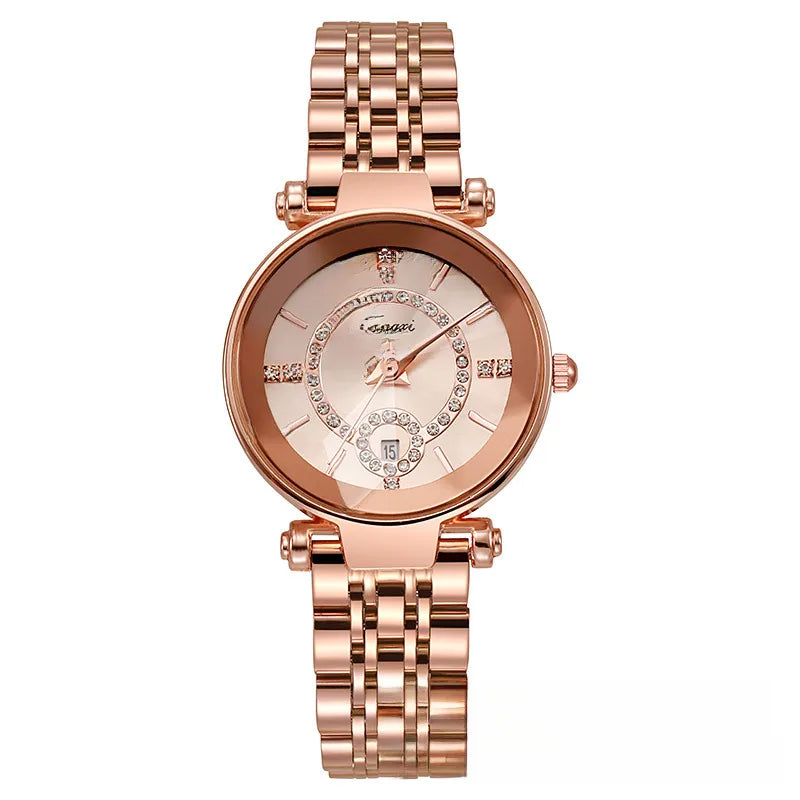 Xiaoxiang fashion trend niche light luxury waterproof Women's Watch Diamond Steel Belt single Calendar women's watch wholesale