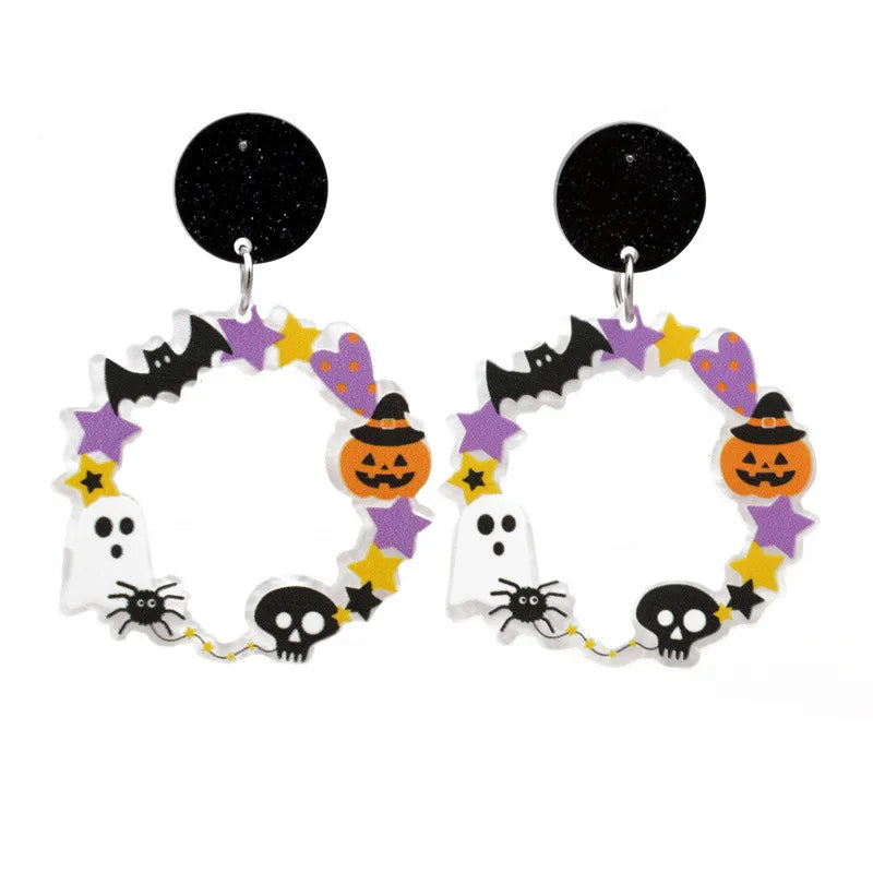 women's men's fashion halloween pattern pumpkin acrylic earrings pattern no inlaid drop earrings