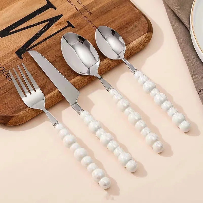 Casual Geometry Stainless Steel ceramics spoon Tableware 1 Piece