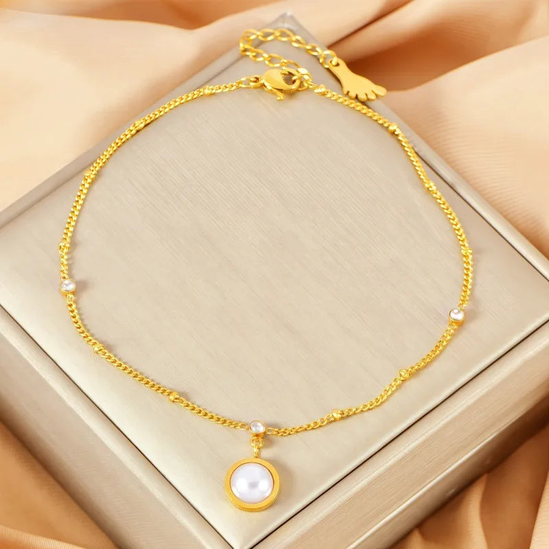 Wholesale Jewelry Elegant Lady Affordable luxury style Geometric 304 Stainless Steel Anklet