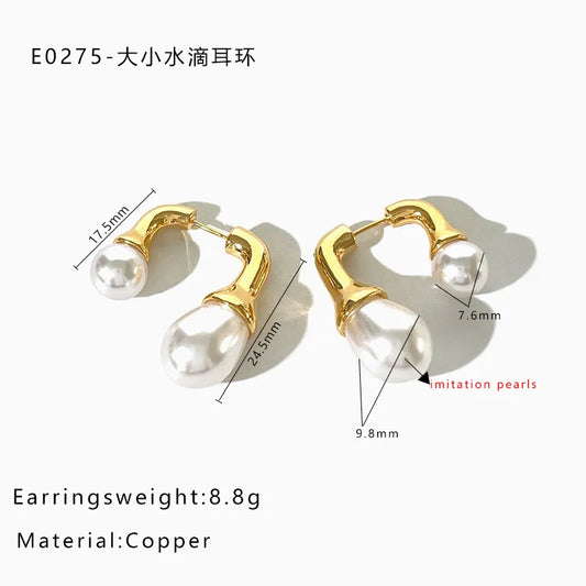 1 Pair IG Style Baroque Style Geometric Irregular 316L Stainless Steel Copper Imitation Pearl Freshwater Pearl 14K Gold Plated 18K Gold Plated Drop Earrings Ear Studs