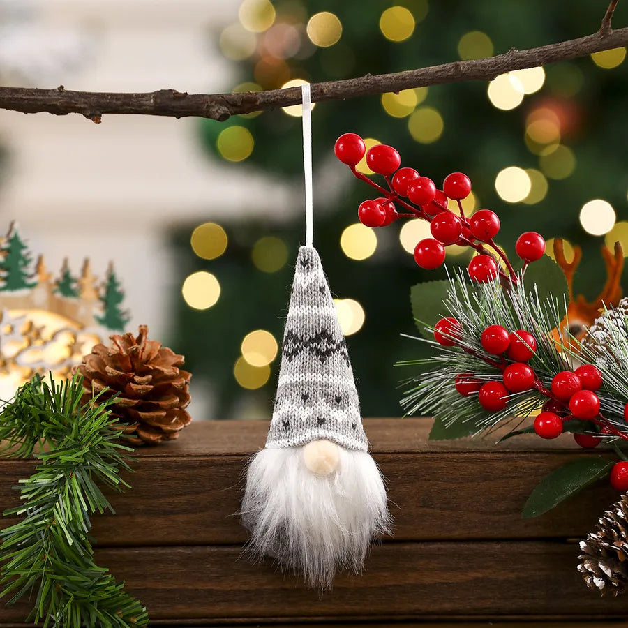 New Christmas Decorations Knitted Red Pendant Faceless Santa Claus Ornament For Christmas Tree American And Cartoon Style