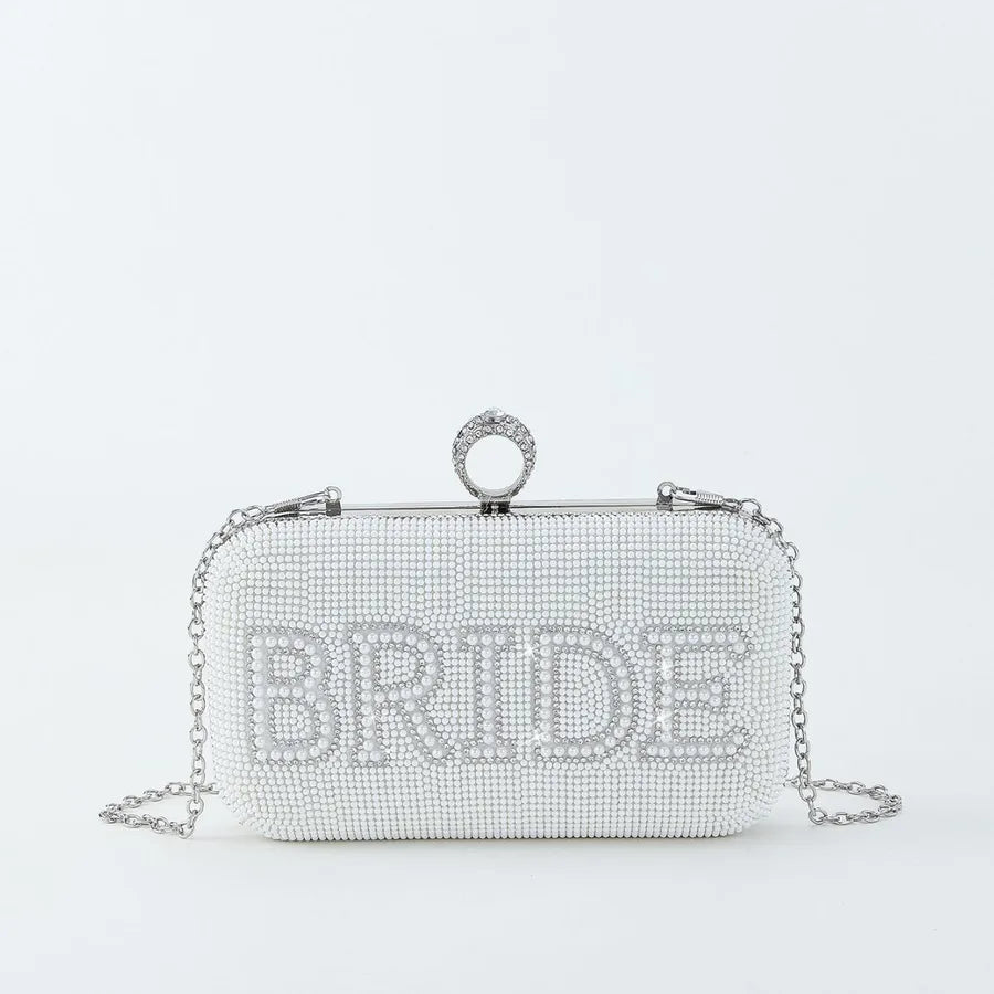 MRS English BRIDE letter rhinestone Pearl evening bag wedding wedding banquet clutch evening bag