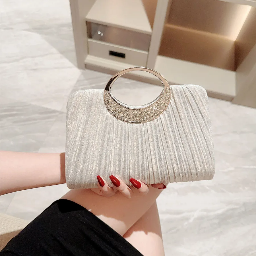 Gold Silver satin Solid Color Square Evening Bags