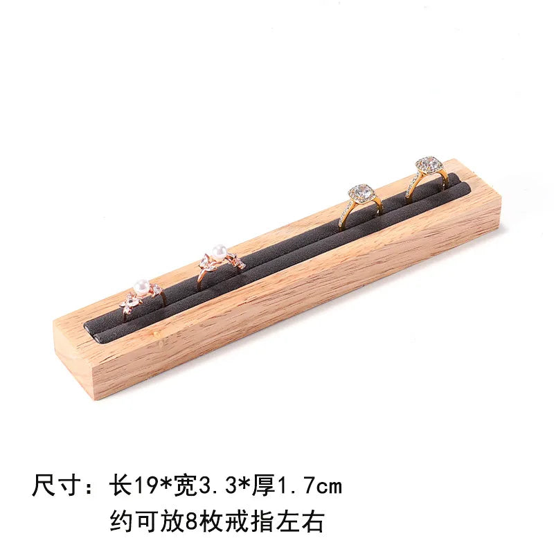 Rectangular Wooden Jewelry Ring Display Stand Holder Plate For Couple Rings High-End Craft Joining Style Jewelry Props