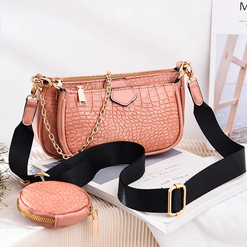 Crossbody small bag new women's Korean style fresh fashion triplets women's bag crossbody shoulder handbag
