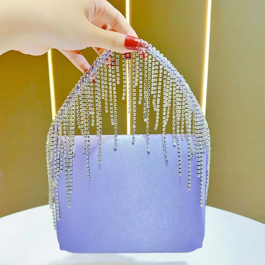Elegant Evening Clutch Bag For Women Handbag Shoulder Bag Diamond Embellished Tassel Detail Square Bag Fashionable Accessory