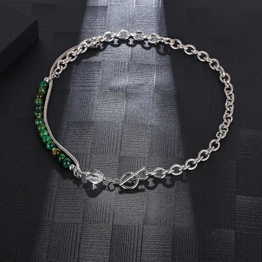Hip-Hop Retro Color Block 304 Stainless Steel Patchwork 18K Gold Plated Men's Necklace