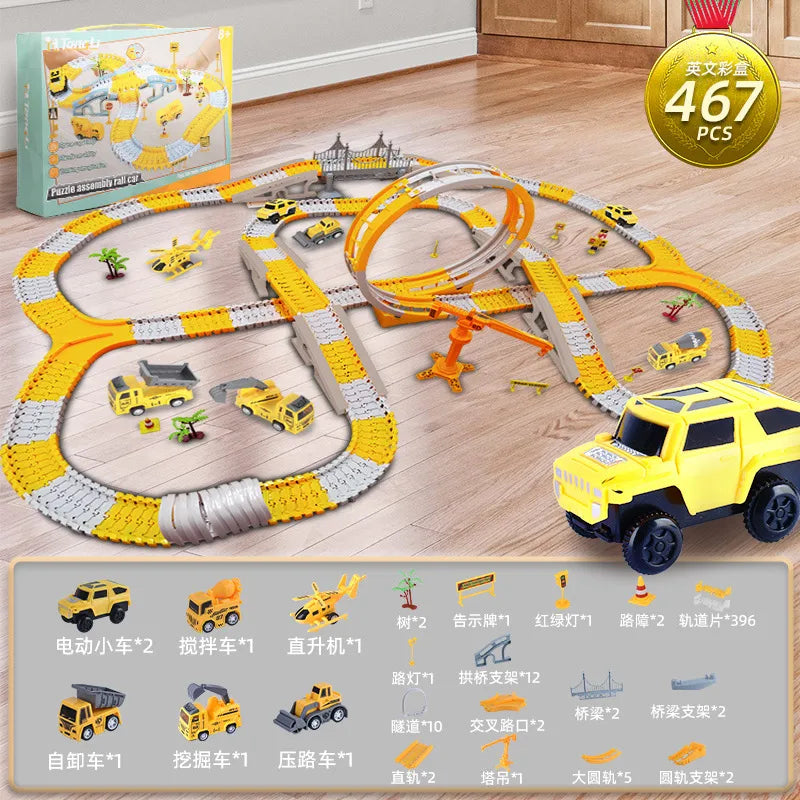 explosions children's educational toy car wholesale stall economic DIY electric rail car toy stall dealer