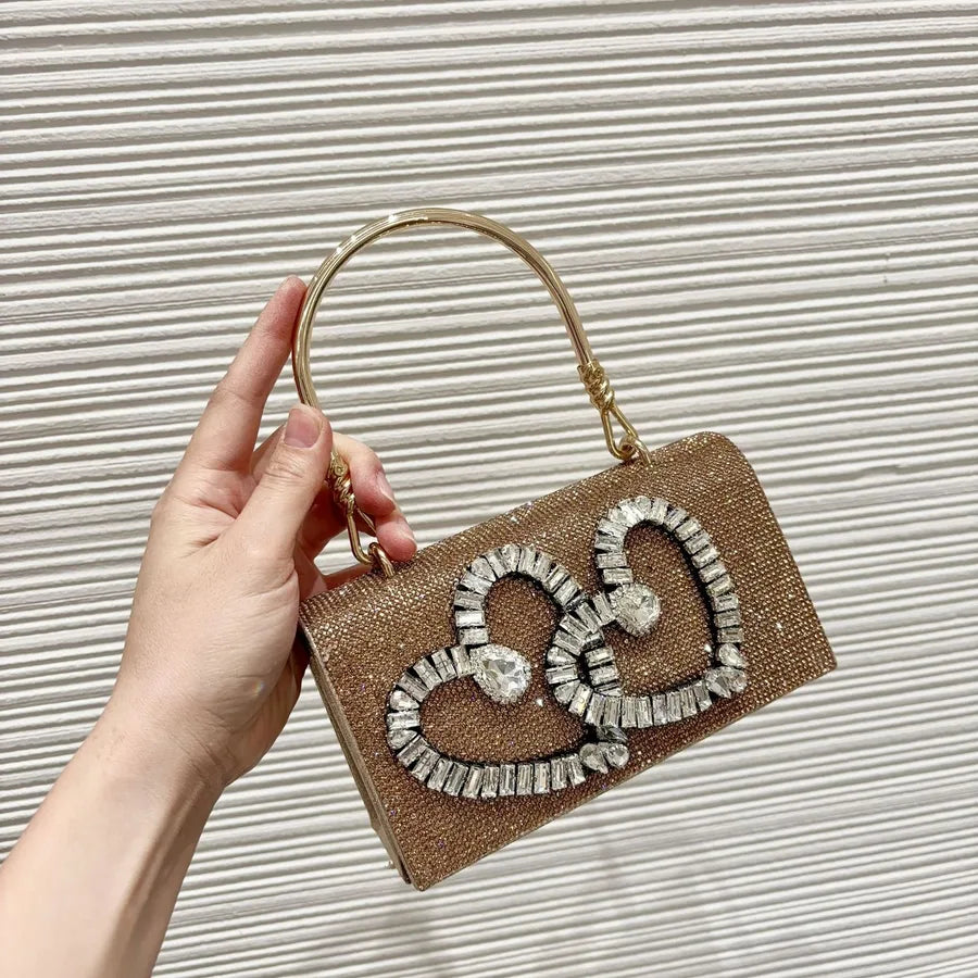 New Hand Bag Full Diamond Bag Rhinestone Flower Chain Small Square Bag Handbag Shoulder Crossbody Evening Bag