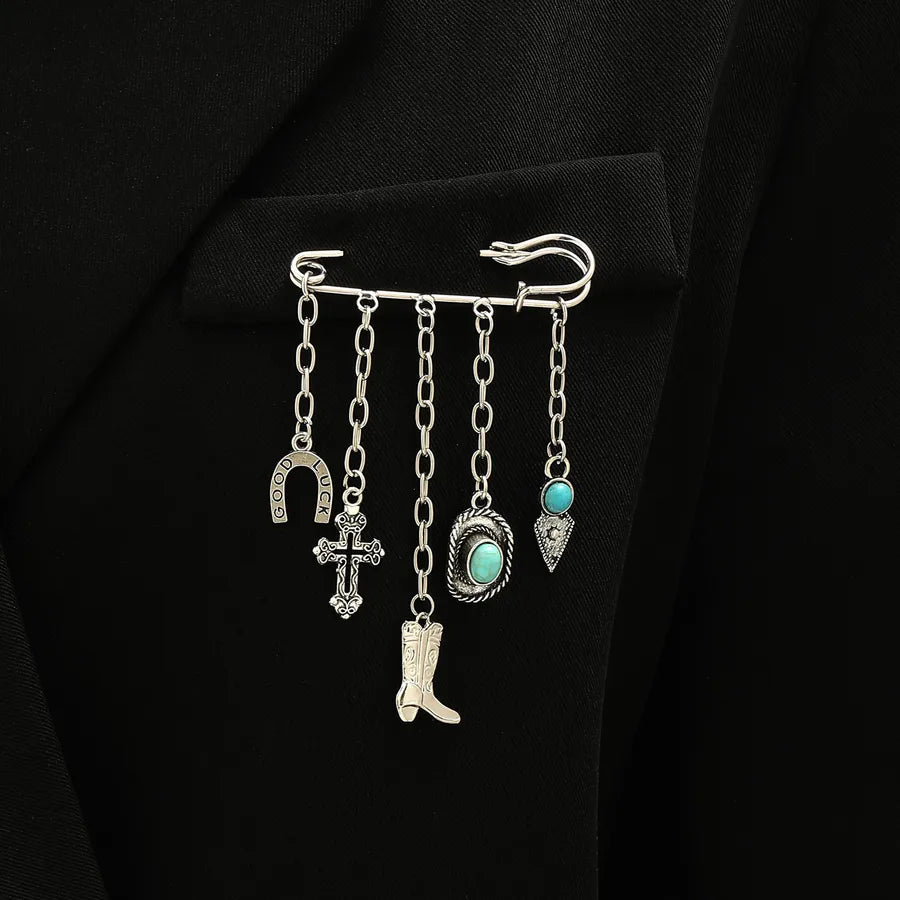 Quirky Geometric Heart Shaped Hairpins For Men And Women Elegant Lapel Pins Trendy Tassel Accessories Fashionable Brooches