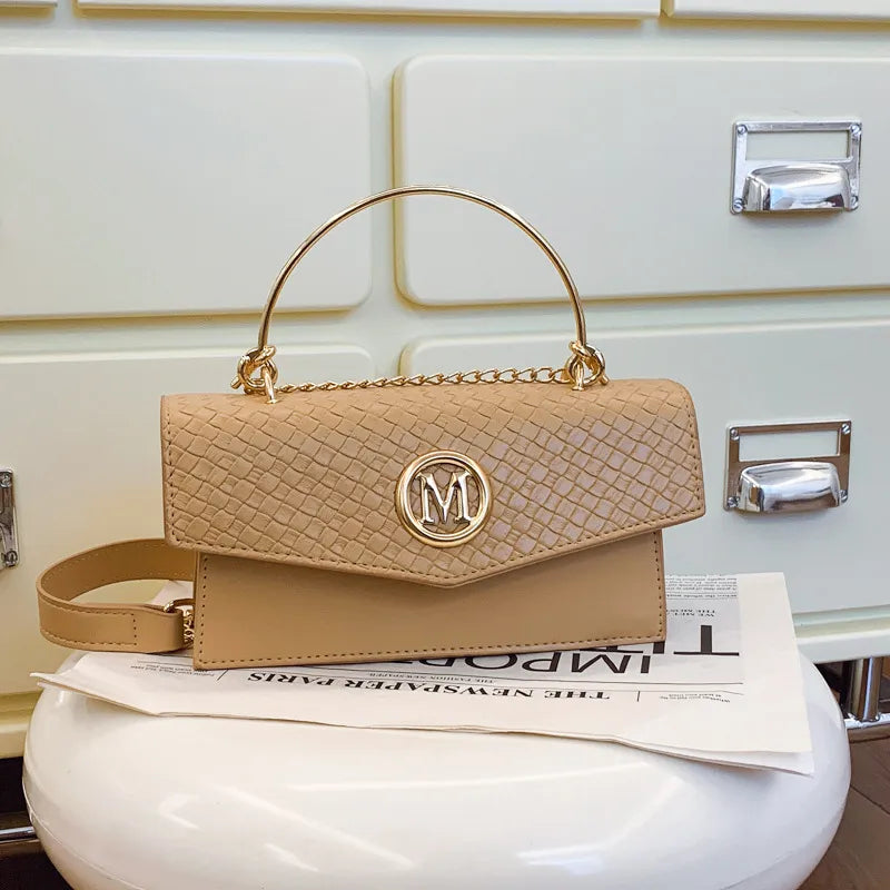 Letter Woven Pattern Bag for Women New Trendy Fashion Retro Single Shoulder Crossbody Internet Celebrity Versatile Handbag