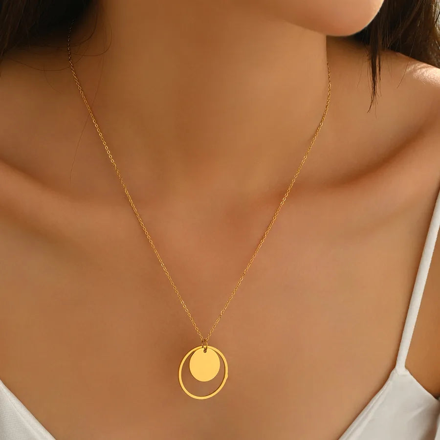 Wholesale Jewelry Casual Simple Style Commute Circle 201 Stainless Steel O-shaped chain Necklace