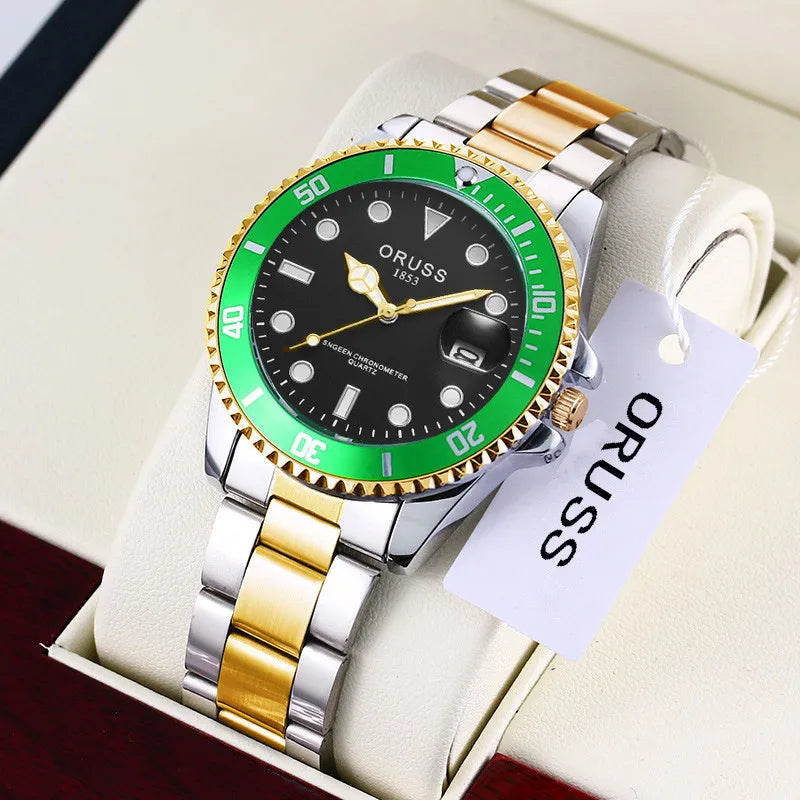 business solid color single folding buckle quartz men's watches