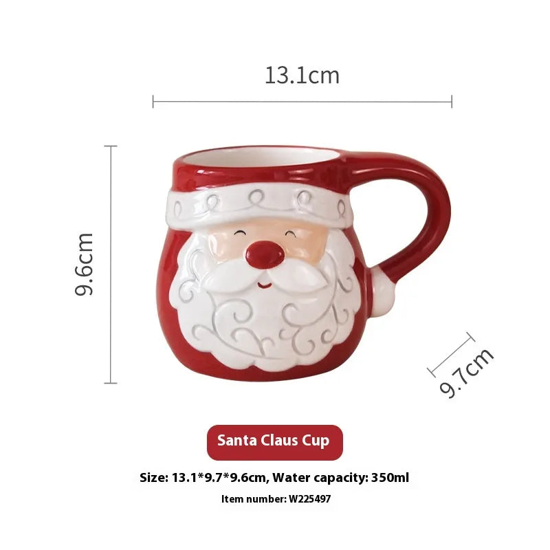 Nordic Santa Claus Ceramic Cup Office Home Water Cup Mugs Dining Breakfast High Cup Soup Cup Engraving Design Christmas Theme
