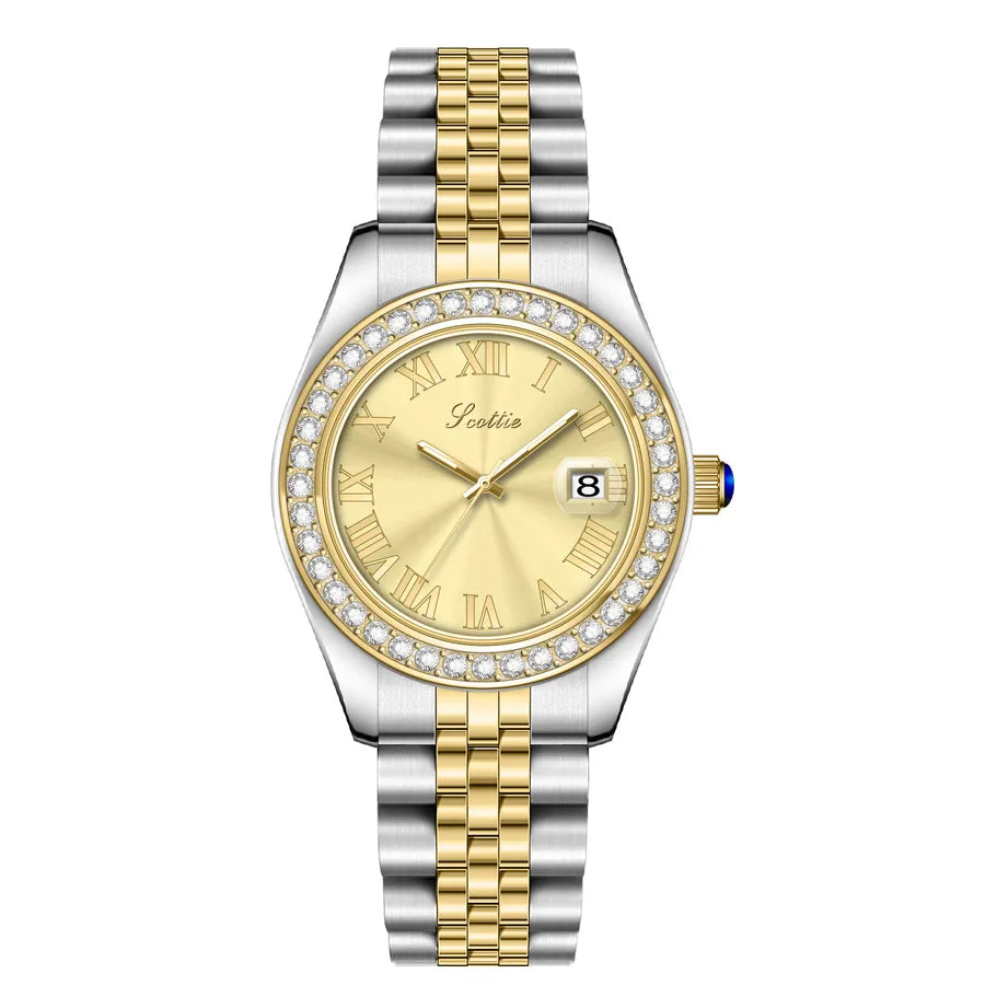 Retro Classic Style Solid Color Butterfly Double Snap Quartz Watch Women's Watches
