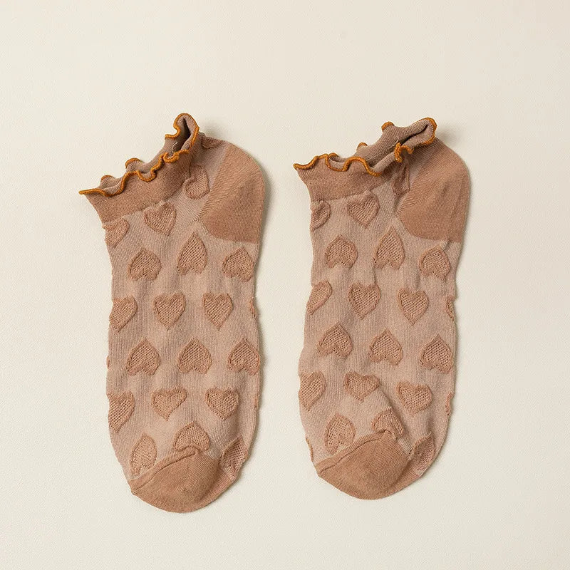women's fashion heart shape cotton jacquard ankle socks a pair
