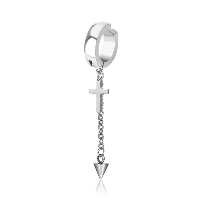 simple style cross titanium steel earrings plating stainless steel earrings 1 piece