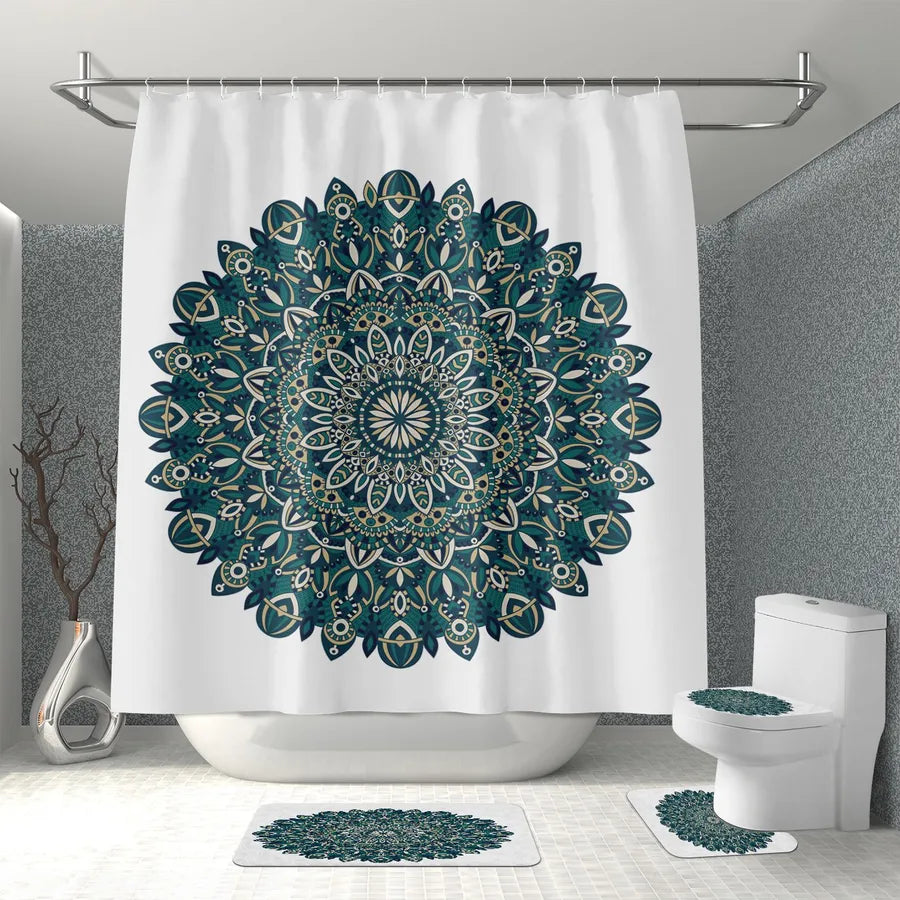 Simple Style Classic Style Geometric Polyester Shower Curtain foot pad Toilet mat Bathing