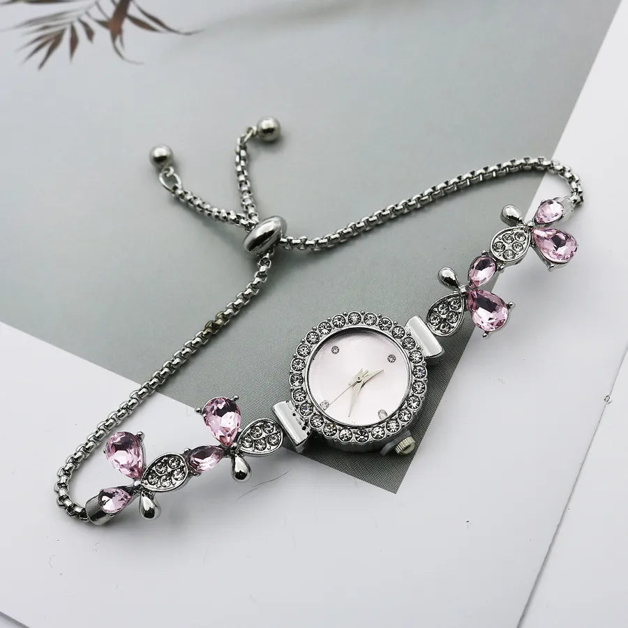 Casual Shiny Flower Jewelry Buckle Quartz Women's Watches