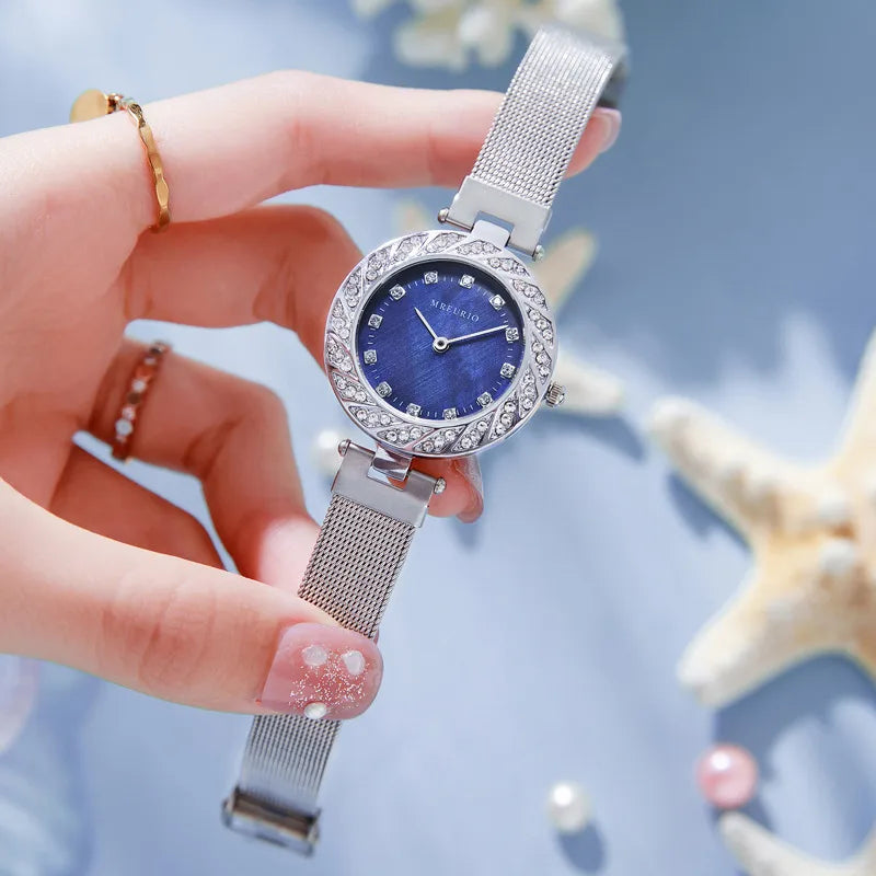 Elegant Marine Style Color Block Horseshoe Buckle Quartz Watch Women's Watches