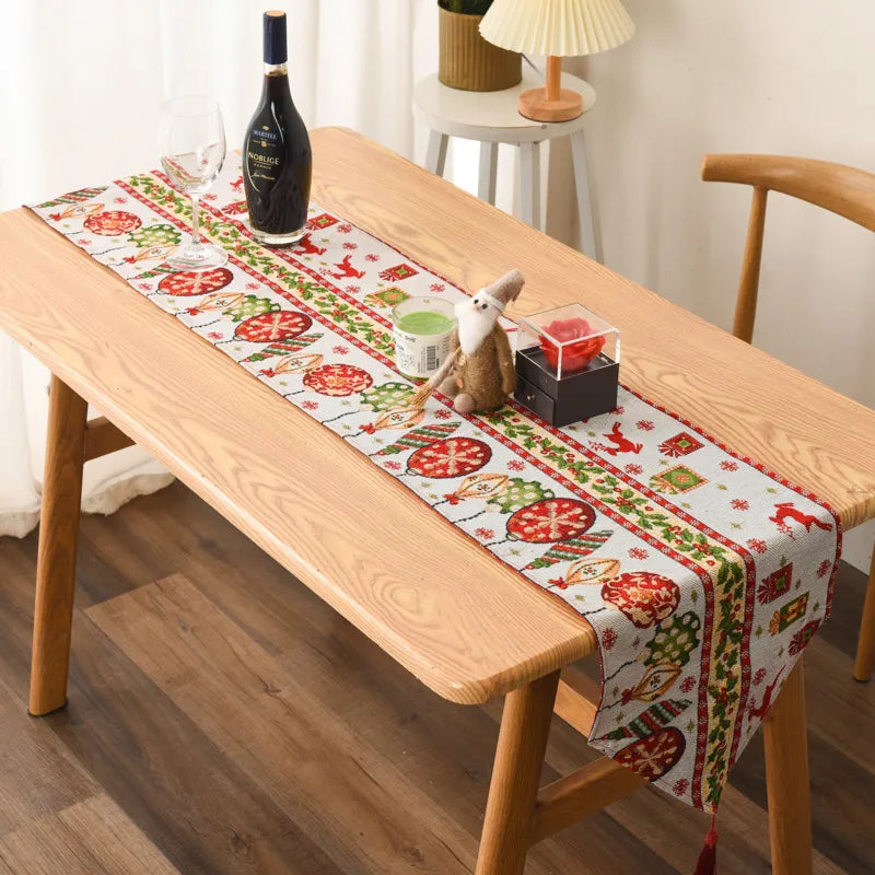 Christmas Cartoon Style Simple Style Color Block Holiday Festival Table Runner