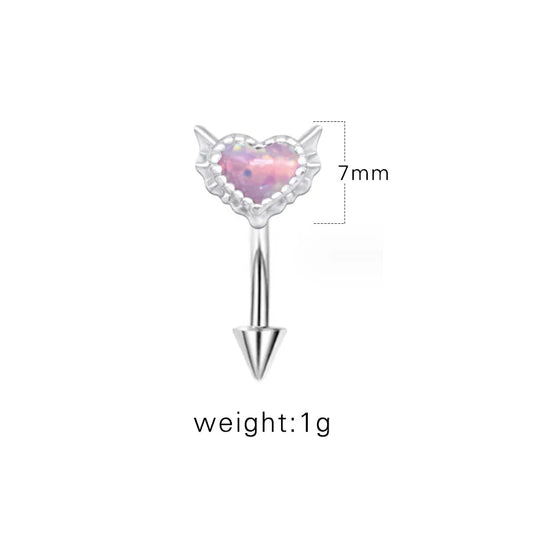 1 Piece Eyebrow Studs Sexy Sweet Heart Shape 316L Stainless Steel Copper Plating Inlay Acrylic White Gold Plated