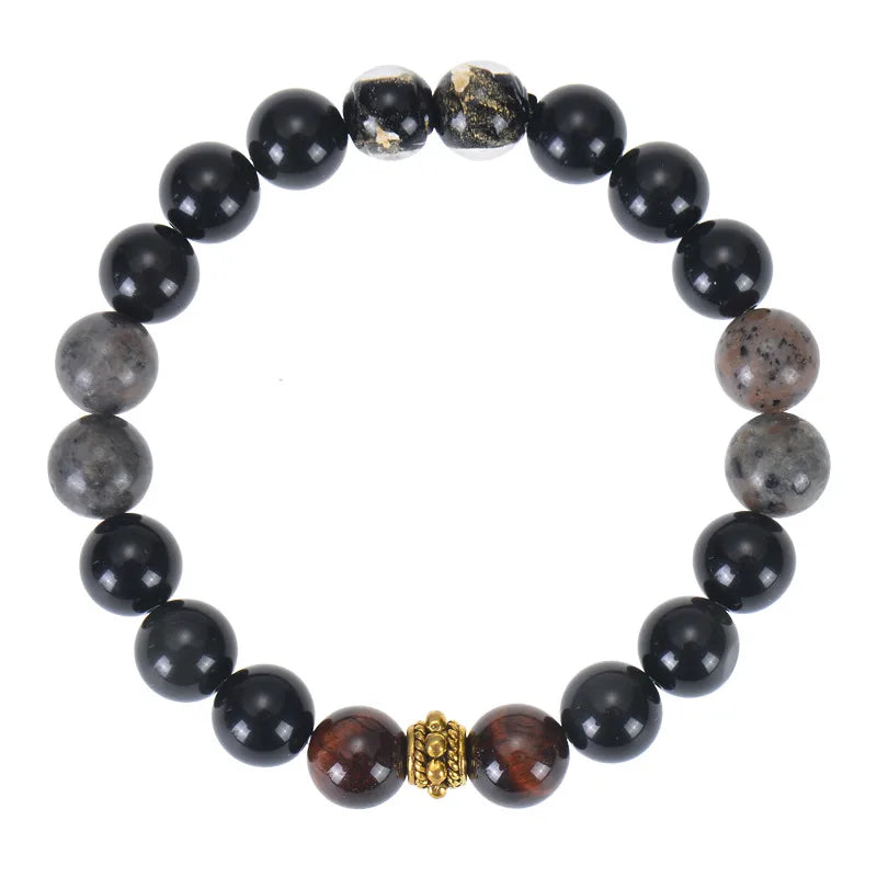Streetwear Geometric Flame Stone Glass obsidian Unisex Bracelets Men Beaded Bracelets
