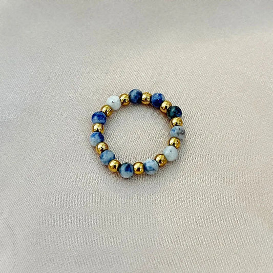 304 Stainless Steel natural stone Elastic string Simple Style Beaded Round Rings