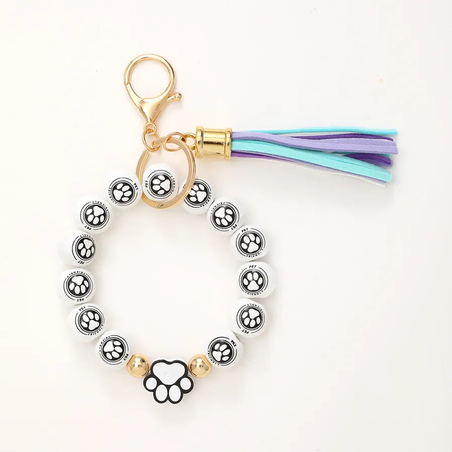 Casual Simple Style Round Wood Beaded Keychain
