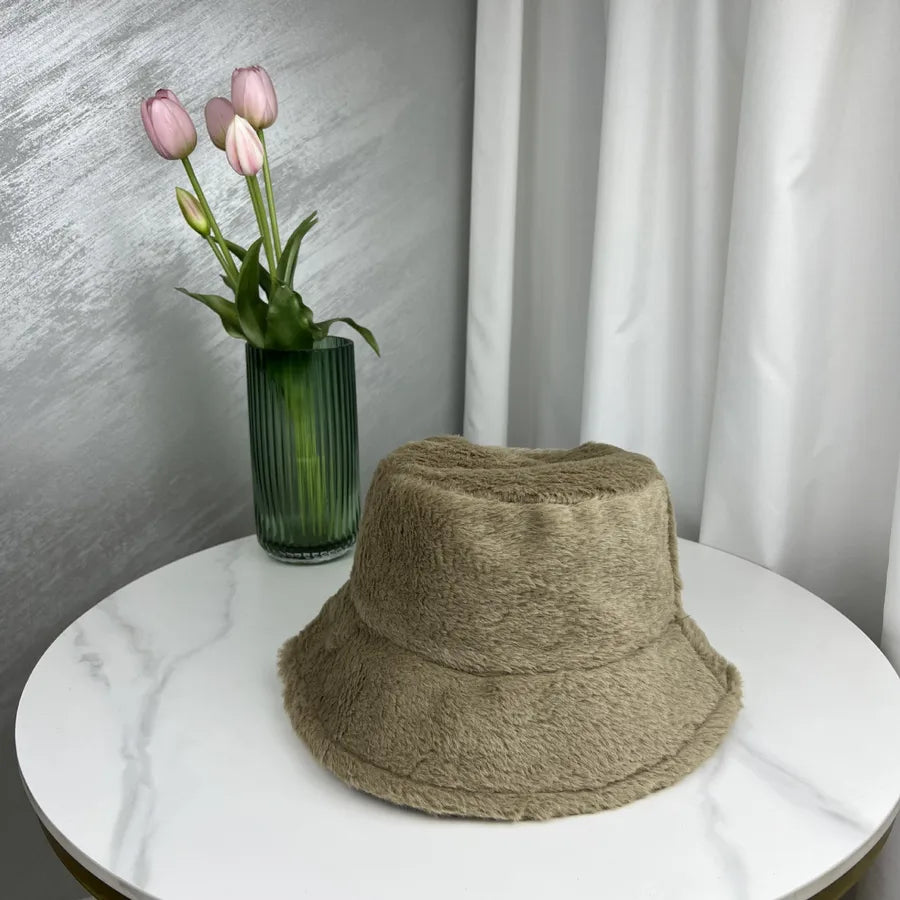 women's basic solid color curved eaves bucket hat