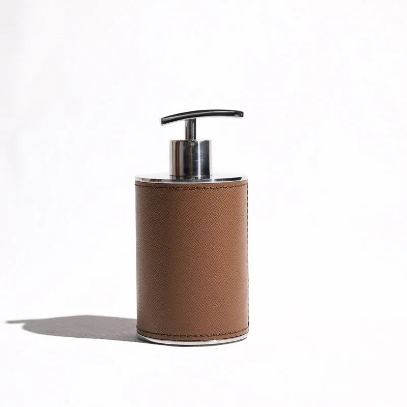 Modern European-style Home Furnishing Soft Matching Set Stainless Steel Leather Soap Dispenser Toothbrush Box Bathroom Four-piece Set Ornaments