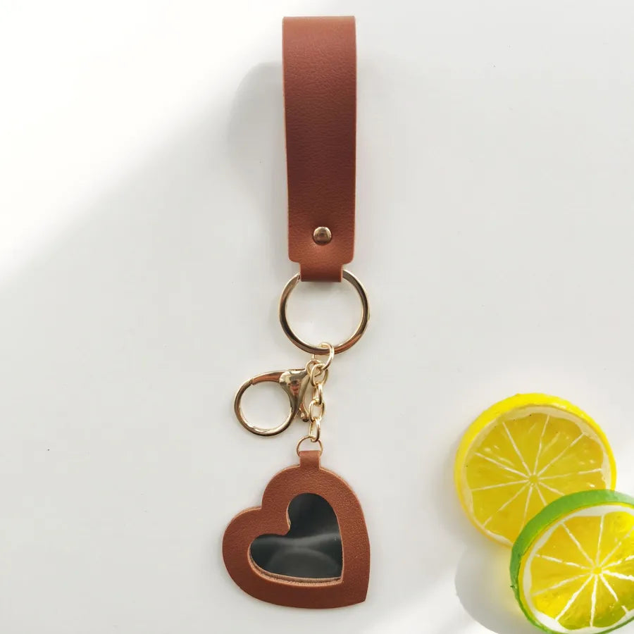 Simple Style Heart Shape Pu Leather Women's Keychain