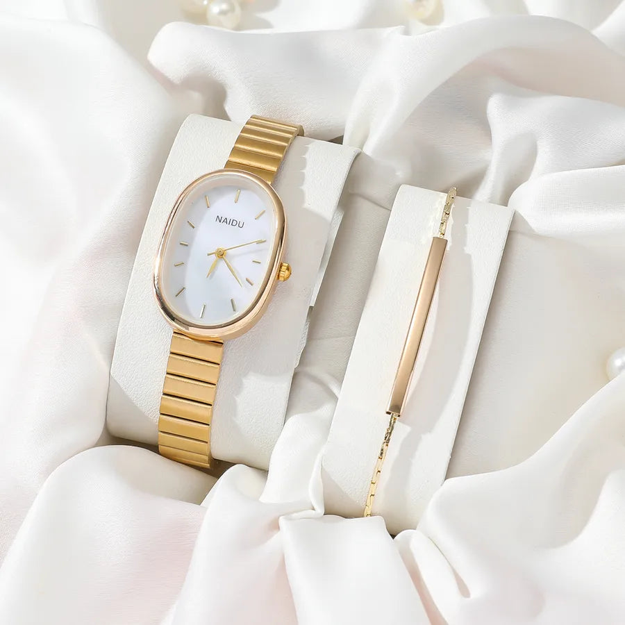 Elegant Oval Single Folding Buckle Quartz Women's Watches