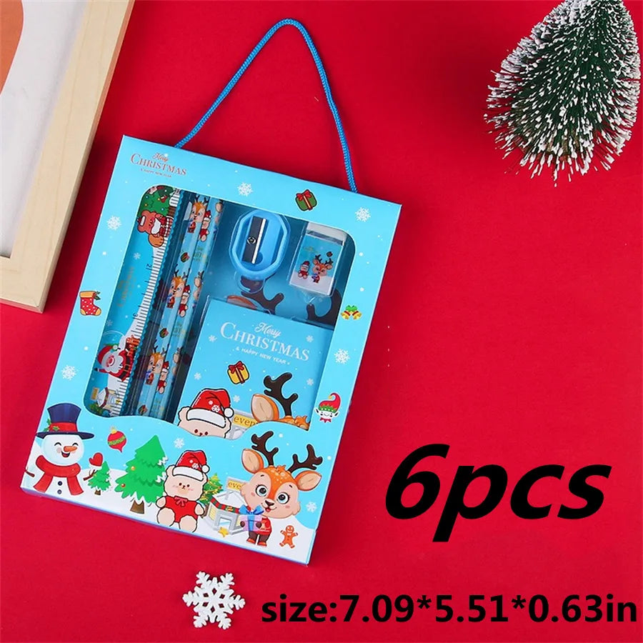 1 Set Cartoon School Christmas Wood Preppy Style Pencil