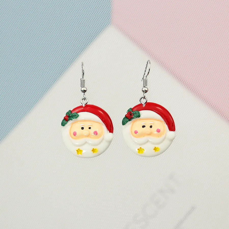 Resin Santa Claus Star Moon Earrings Christmas Series Winter Gifts Unique Design Animal Zodiac Personality Jewelry Accessories